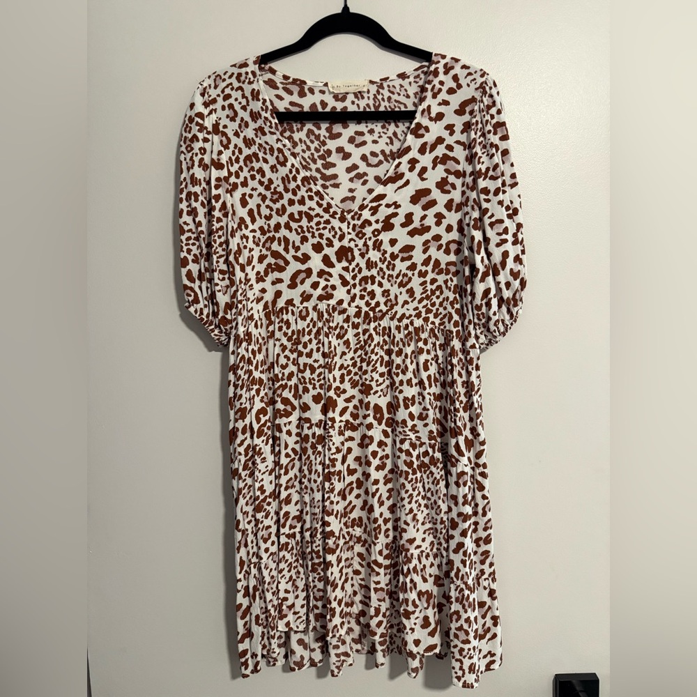 By Together Brown Patterned babydoll dress